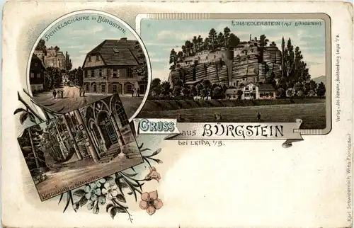 Gruss aus Bürgstein bei Leipa - Litho -71464