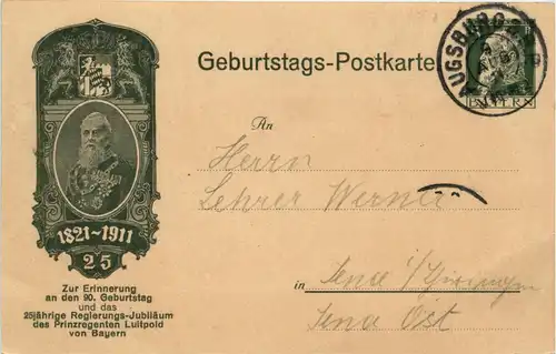 90. Geburrtstag Prinzregent Luitpold von Bayern - Ganzsache -78722