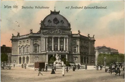 Wien, Deutsches Volkstheater mit Ferdinand Raimund-Denkmal -361386