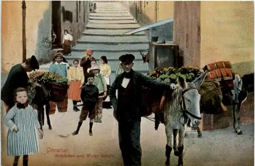 Gibraltar - Artichokes an Water Sellers -99506