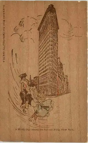 New York - Flat Iron Building - Karte aus Holz -458136