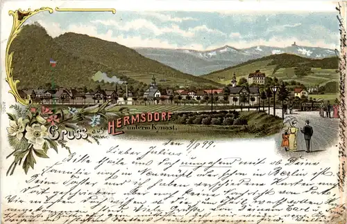 Gruss aus Hermsdorf unterm Kynast - Litho - Sobieszow -472270