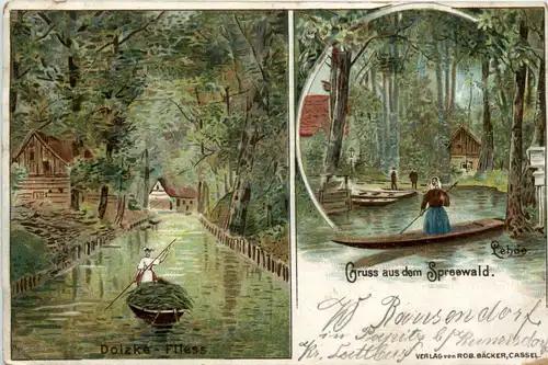 Gruss aus dem Spreewald - Dolzke Fliess - Litho -478926