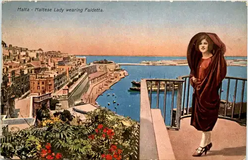 Malta - Maltese Lady wearing Faldetta -101200