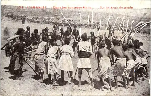 Ethiopie - La battage du grain -99156