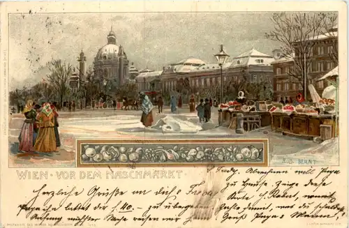 Wien - Vor dem Naschmarkt - Litho -603656