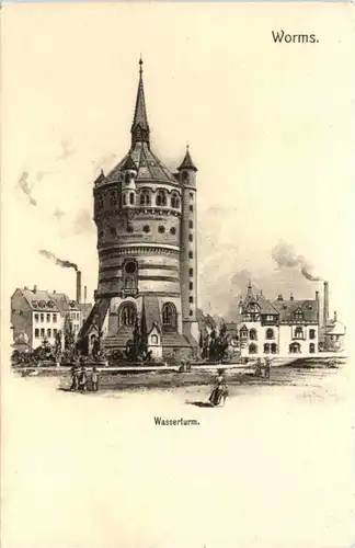 Worms - Wasserturm - Künstler-AK Eugen Felle -605864