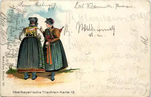 Oberbayrische Trachten-Karte - Litho - Künstler-AK Eugen Felle -605882