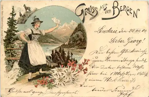 Gruss aus den Bergen - Litho - Künstler-AK Eugen Felle -606482