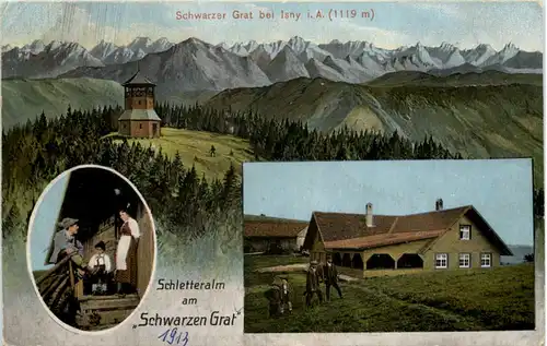 Schletteralm am schwarzen Grat - Künstler-AK Eugen Felle -606702