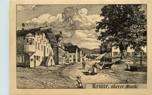 Reutte oberer Markt - Künstler-AK Eugen Felle -607274