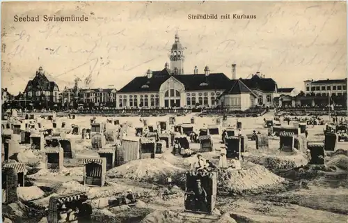 Ostseebad Swinemünde - Strandbild mit Kurhaus -620104