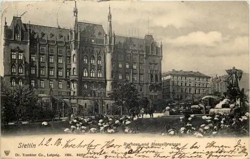 Stettin - Rathaus und Mangelbrunnen -621278