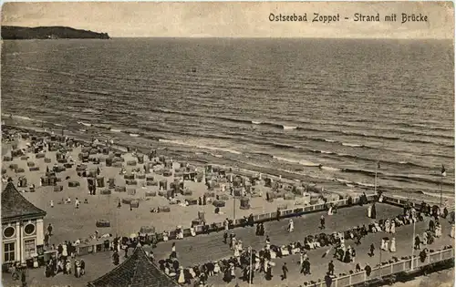 Ostseebad Zoppot - Strand mit Brücke -625736