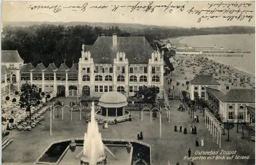 Zoppot - Kurgarten mit Blick auf Strand -625396