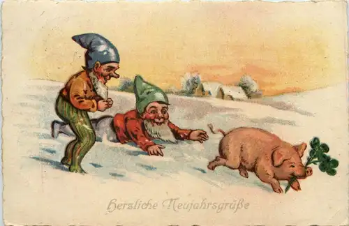 Neujahr - Zwerge mit Schwein -626918