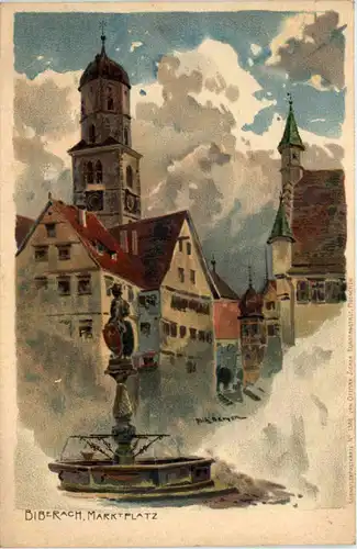 Biberach - Marktplatz - Litho -649000