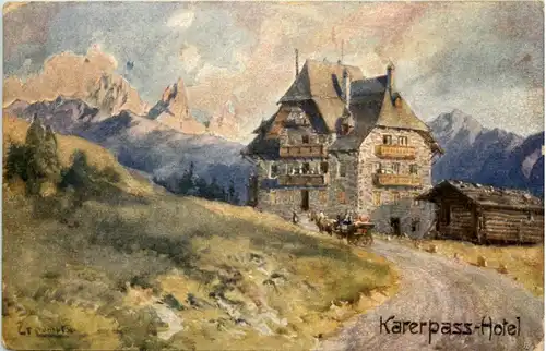 Künstler Ak - E. Compton - Karerpass Hotel -649102