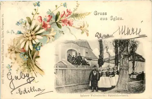 Gruss aus Iglau - Bauernhochzeit - Litho -650028