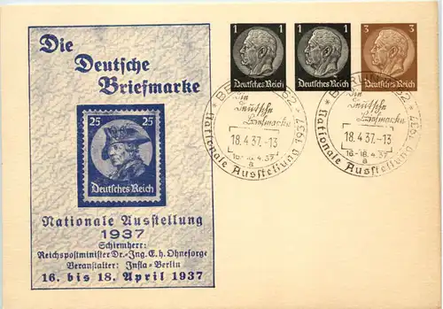 Berlin - Briefmarke Nationale Ausstellung 1937 mit SST - Ganzsache PP 136 C1 -651460