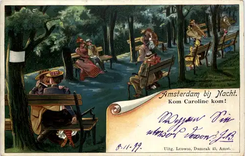 Amsterdam bei NAcht - Litho -652038