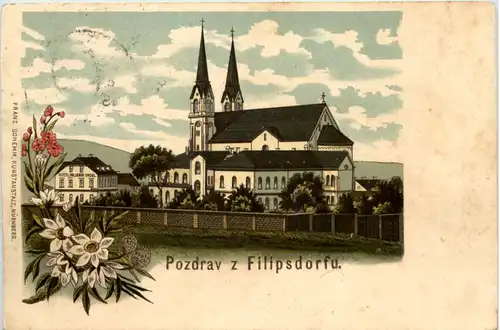 Pozdrav z Filipsdorfu - Filippsdorf bei Georgenwalde Böhmen - Litho -656854