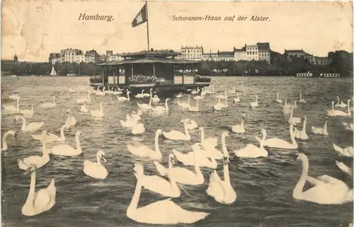 Hamburg - Schwanen-Haus auf der Alster -662208