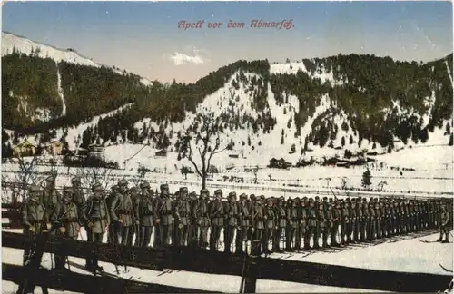 Soldaten auf Ski - Apell vor dem Abmarsch -663286