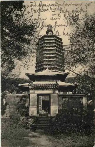 China - Peking - Pagode gelaufen 1909 Deutsche Post Peking -650838