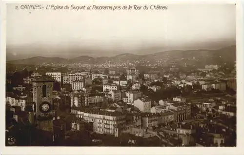 Cannes, LÈglise du Suquet et Panorama pris de la Tour du Chateau -539454