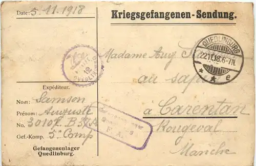 Gefangenenlager Quedinburg - Kriegsgefangenen Sendung -672358