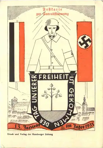 Festkarte zur Saarabstimmung 1935 - 3. Reich -675284