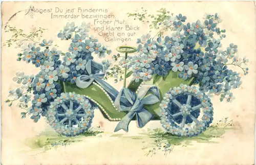 Auto mit Blumen - Prägekarte -678436