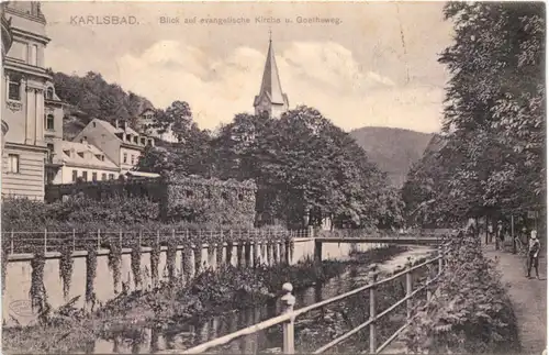 Karlsbad - Evangelische Kirche und Goetheweg -690300