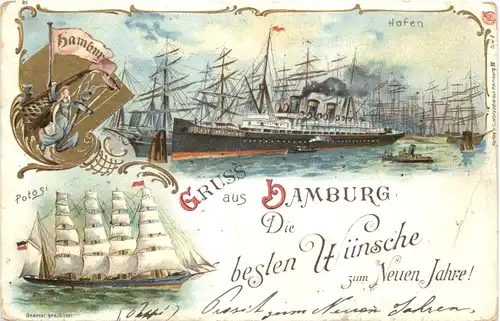 Gruss aus Hamburg - Litho - Neujahr -691464