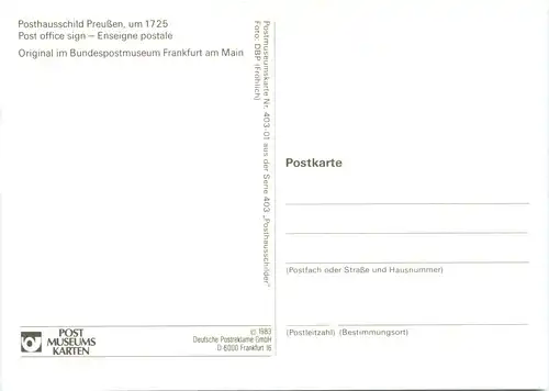 Posthausschild Preussen um 1725 -692944