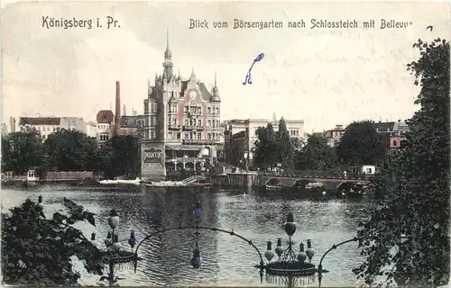 Königsberg - Blick vom Börsengarten nach Schlossteich mit Bellevue -692922