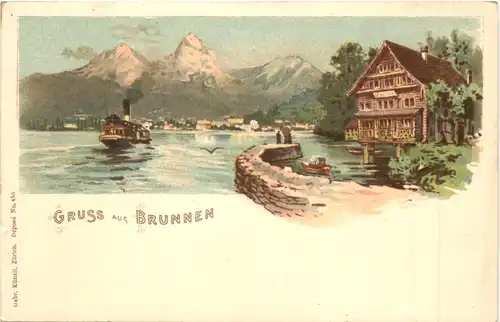 Gruss aus Brunnen - Litho -697458