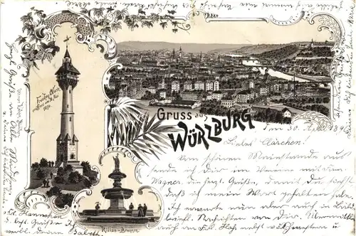 Gruss aus Würzburg - Litho -700900