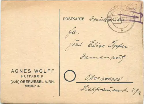 Oberwesel - Hutfabrik Agnes Wolff -716288