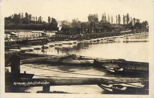 Speyer am Rhein - Schiffsbrücke mit Eisenbahn -723316