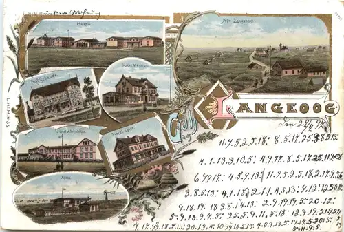 Gruss aus Langeoog - Litho - Gehiemschrift -723484