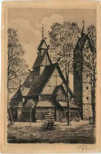 Riesengebirge - Kirche Wang - Radierung -733690