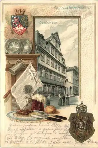 Gruss aus Frankfurt am Main - Litho - Prägekarte -733954