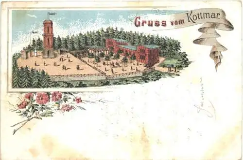 Walddorf in Sachsen - Gruss vom Kottmar - Litho -736494