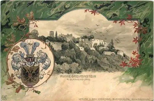 Ruine Greifenstein bei Blankenburg - Litho -762934