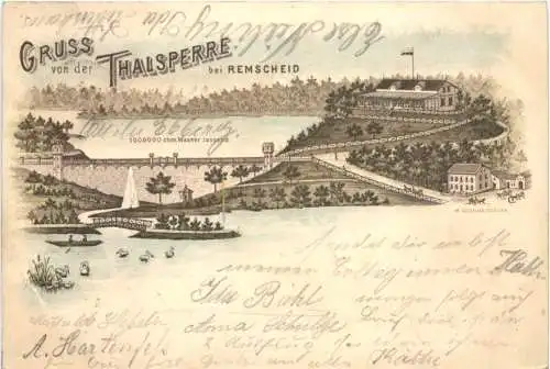 Gruss von der Thalsperre bei Remscheid - Litho -764224