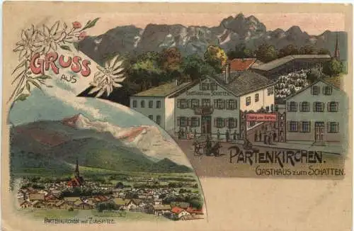 Gruss aus Partenkirchen - Gathaus zum Schatten - Litho -766134