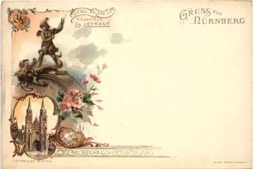 Gruss aus Nürnberg - Giebelbrücke Kaufhaus Gg. Leykauf - Litho -766650