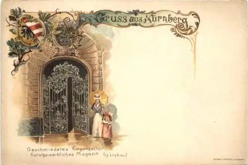 Gruss aus Nürnberg - Eingangsthor Kaufhaus Gg. Leykauf - Litho -766656